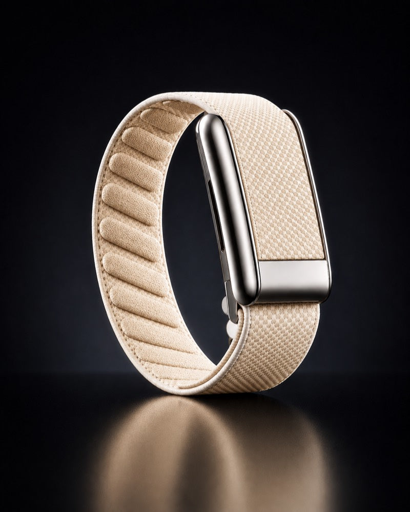 Strap Watch 1.0 coloris Cream Beige, porté.