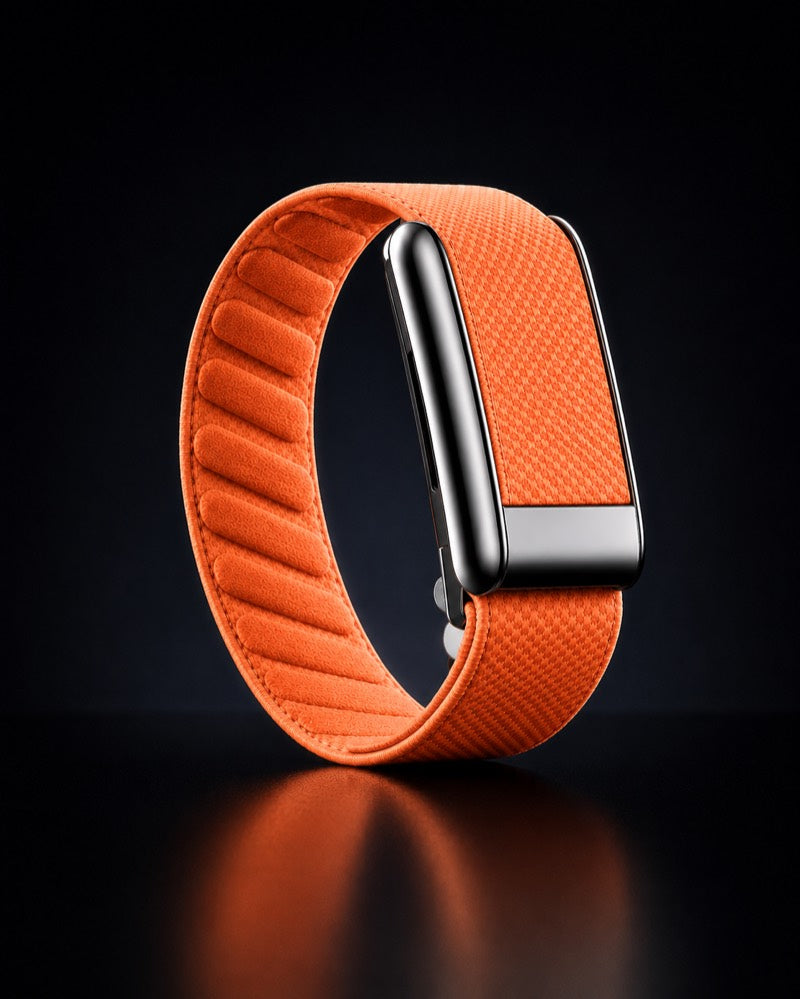 Strap Watch 1.0 coloris Sunset Orange, porté.